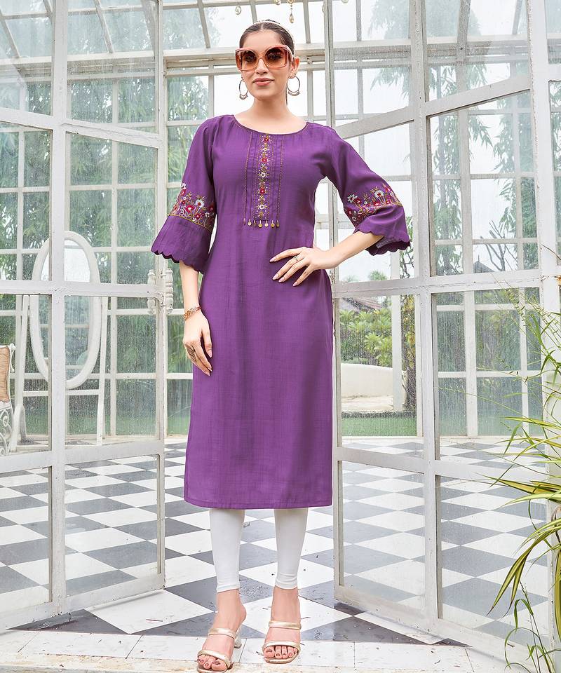 Women Rayon & Thread Work Ethnic Dress
