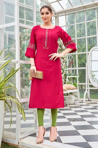 Women Rayon & Thread Work Ethnic Dress