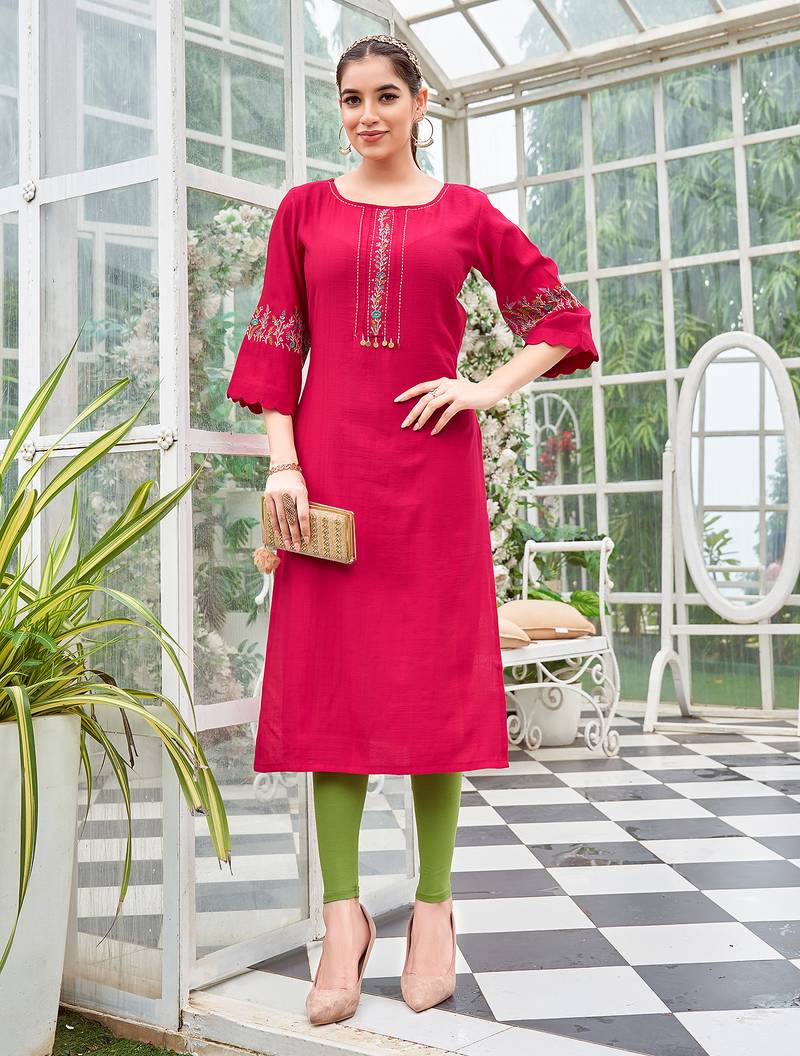 Women Rayon & Thread Work Ethnic Dress