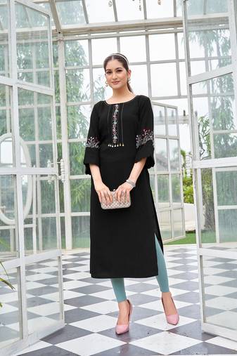 Women Rayon & Thread Work Ethnic Dress