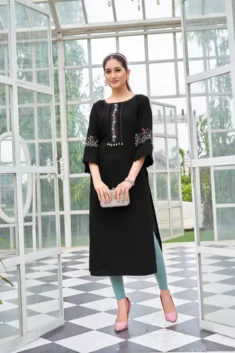 Women Rayon & Thread Work Ethnic Dress