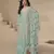 Sea-green chinon readymade suit with embroidery sequence work - full stitched free size
