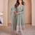 Sky-blue georgette readymade suit with codding dori & sequence work - full stitched free size