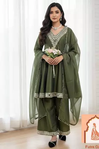 Olive Green Palazzo Suit 