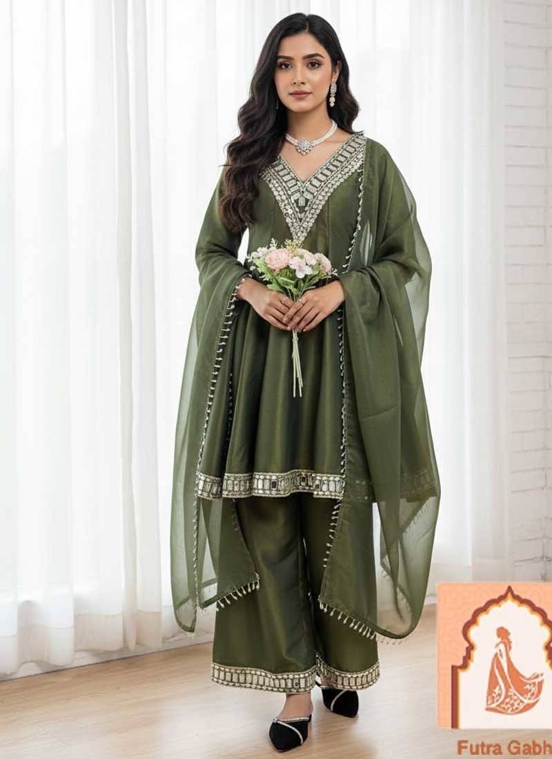 Olive Green Palazzo Suit 