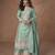 Sea-green chinon readymade palazzo suit with embroidery sequence work - full stitched free size