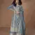 Sky-blue chinon readymade palazzo suit with embroidery sequence work - full stitched free size