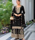 Black premium embroidered chinon readymade salwar suit - full stitched free size