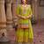 Parrot-green chinon readymade palazzo suit with codding dori & sequence work - full stitched free size