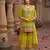 Parrot-green chinon readymade palazzo suit with codding dori & sequence work - full stitched free size