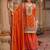 Orange chinon readymade palazzo suit with codding dori & sequence work - full stitched free size