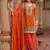 Orange chinon readymade palazzo suit with codding dori & sequence work - full stitched free size