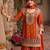 Orange chinon readymade palazzo suit with codding dori & sequence work - full stitched free size