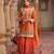 Orange chinon readymade palazzo suit with codding dori & sequence work - full stitched free size
