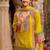 Yellow chinon readymade palazzo suit with codding dori & sequence work - full stitched free size