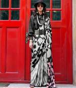 High quality spanish satin saree with satya paul   inspired modern design, pranch finish & matching spanish satin blouse