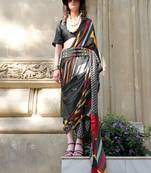 Spanish satin saree with satya paul modern design & pranch finish | premium spanish satin blouse