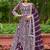Dark purple embroidered net designer anarkali gown