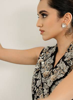 Black embroidered georgette co ord set 3