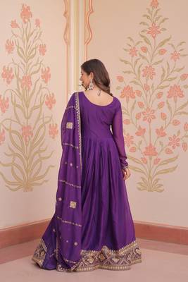 Purple Star Georgette sequins Zari embroidered Kurti with dupatta 6