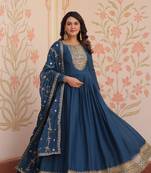 Rama  Star Georgette Kurti And Duptta With Zari & Sequins Embroidered Work