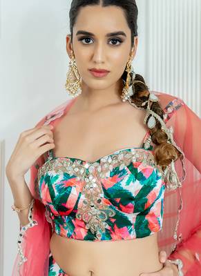 multicolor printed georgette lehenga set 2