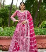 Pink butterfly net Anarkali With Dupatta