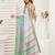 White linen blend ready to wear saree with printed work & contrast border | one minute saree with blouse fabric