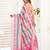 Multi-colored designer linen blend one minute saree with all-over stripes print, ready to wear style & blouse piece