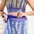 Blue linen blend printed one minute saree with elegant zari border | ready to wear saree with blouse piece