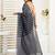 Black printed linen blend ready-to-wear one-minute saree with unstitched blouse
