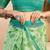 Light green printed linen blend ready to wear saree with zari border – easy draping one minute saree