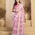 Pink ready to wear linen printed 1 minute saree with unstitched blouse – lightweight casual wear saree