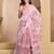Pink ready to wear linen printed 1 minute saree with unstitched blouse – lightweight casual wear saree