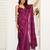 Magenta printed linen ready to wear saree | 1 minute saree style with unstitched blouse