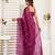 Magenta printed linen ready to wear saree | 1 minute saree style with unstitched blouse