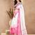 Off-white ready to wear linen saree with printed border & pre-stitched style – unstitched blouse included