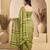 Olive-green ready-to-wear linen printed saree with zari border | one-minute saree | comes with unstitched blouse
