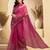 Pink floral printed linen ready-to-wear saree with unstitched blouse – one minute saree collection