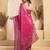 Pink floral printed linen ready-to-wear saree with unstitched blouse – one minute saree collection