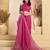 Pink floral printed linen ready-to-wear saree with unstitched blouse – one minute saree collection