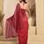 Red ready to wear printed linen saree with zari border – one minute saree – unstitched blouse