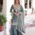 Grey fendi silk coding sequins embroidered kurta with sharara and heavy dupatta