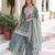 Grey fendi silk coding sequins embroidered kurta with sharara and heavy dupatta