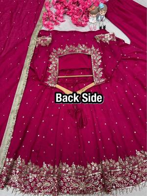 Rani colour vichitra silk embroidery work fully  gown 5