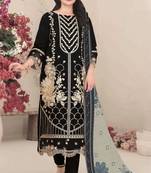Black] color embroideried faux georgette semi stitched salwar suit