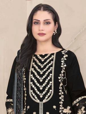 Black] embroidered faux georgette salwar suit 2