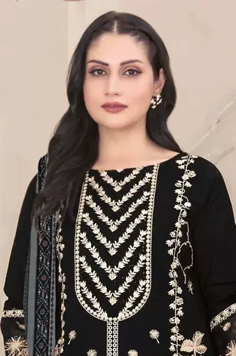 Black] embroidered faux georgette salwar suit