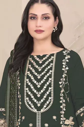 Mehendi embroidered faux georgette salwar suit