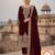 Maroon Velvet Suit Set with Heavy Zari Sequence & Pearl Work